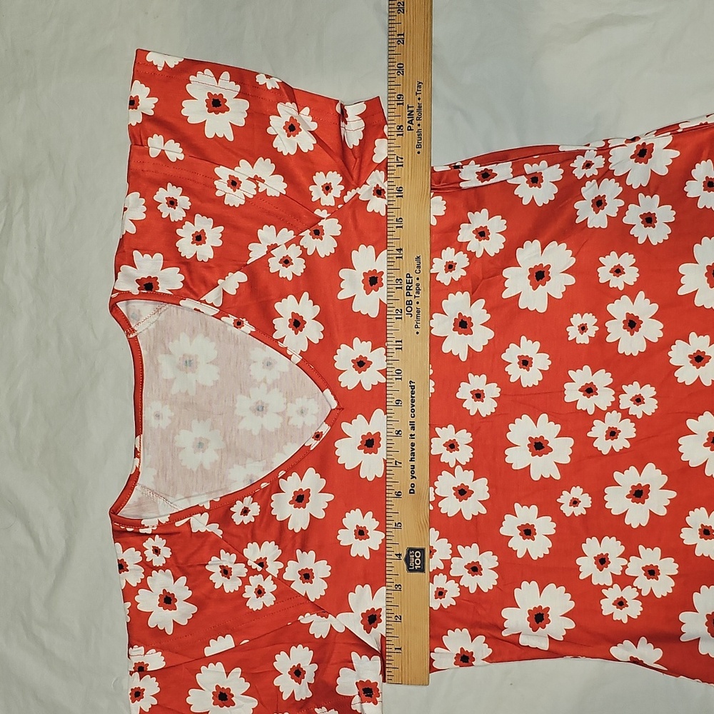 Red Floral Dress Size Small V Neck, Ruffle Sleeves, Pockets NWOT - Picture 8 of 12